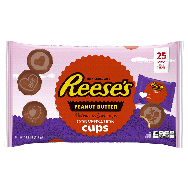 slide 1 of 1, Reese's Peanut Butter Conversation Cups, Valentines Exchange, 25 ct