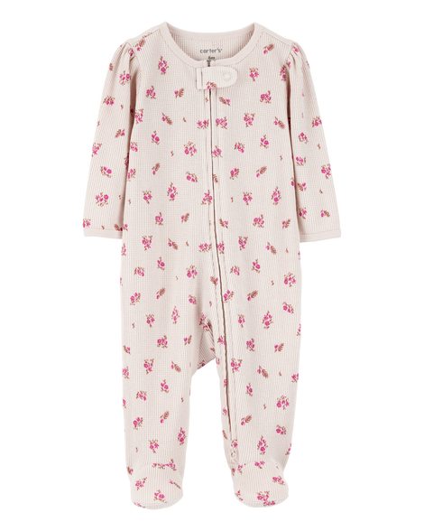 slide 1 of 2, Carter's Carters Baby Floral 2-Way Zip Thermal Sleep & Play Pajamas - Khaki Khaki PRE, 1 ct