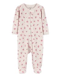 Carter's Carters Baby Floral 2-Way Zip Thermal Sleep & Play Pajamas - Khaki Khaki PRE