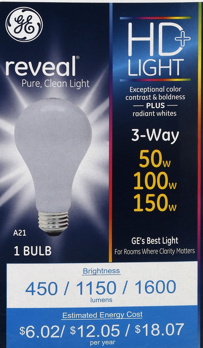 slide 7 of 11, Ge Reveal 50/100/150 Watt A21 1Pk, 1 ct