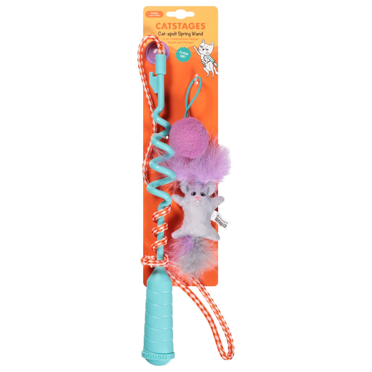 slide 1 of 12, Catstages Cat-apult Spring Wand Teaser Toy for Cats, Medium, 1 ct