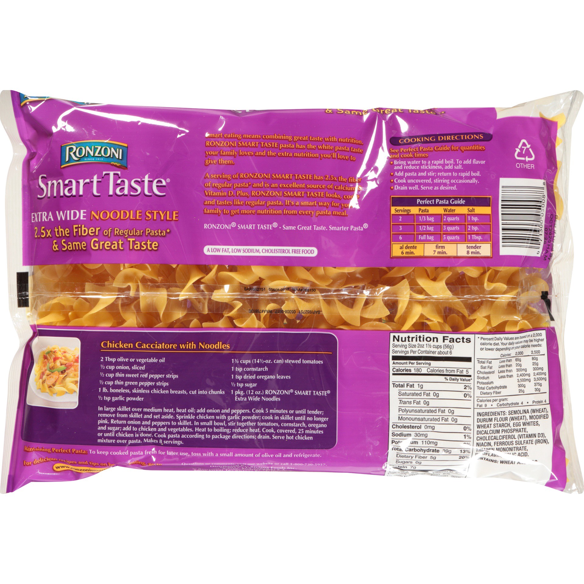 slide 2 of 6, Ronzoni Smart Taste Extra Wide Noodle Style, 12 oz