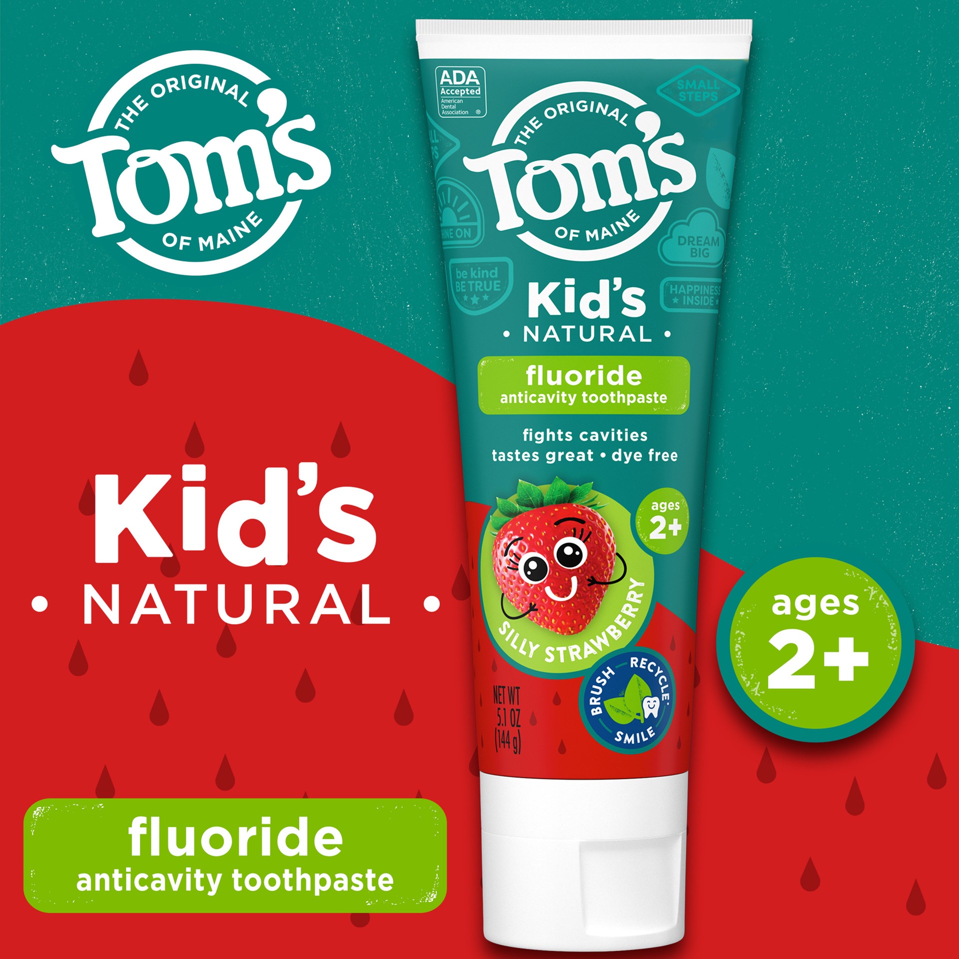 slide 2 of 10, Tom's of Maine Silly Strawberry Children's Anticavity Fluoride Toothpaste - 5.1oz, 5.1 oz