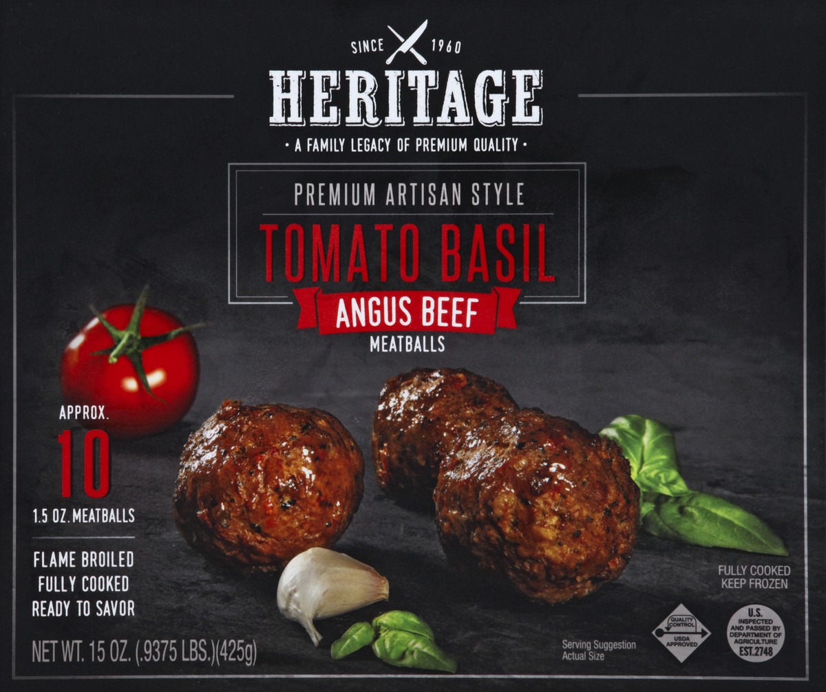 slide 9 of 10, Heritage Store Tomato Basil Angus Beef Meatballs, 