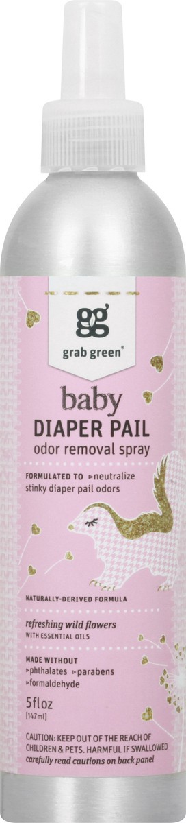 slide 2 of 12, Grab Green Baby Diaper Pail Odor Removal Spray 5 oz, 5 oz