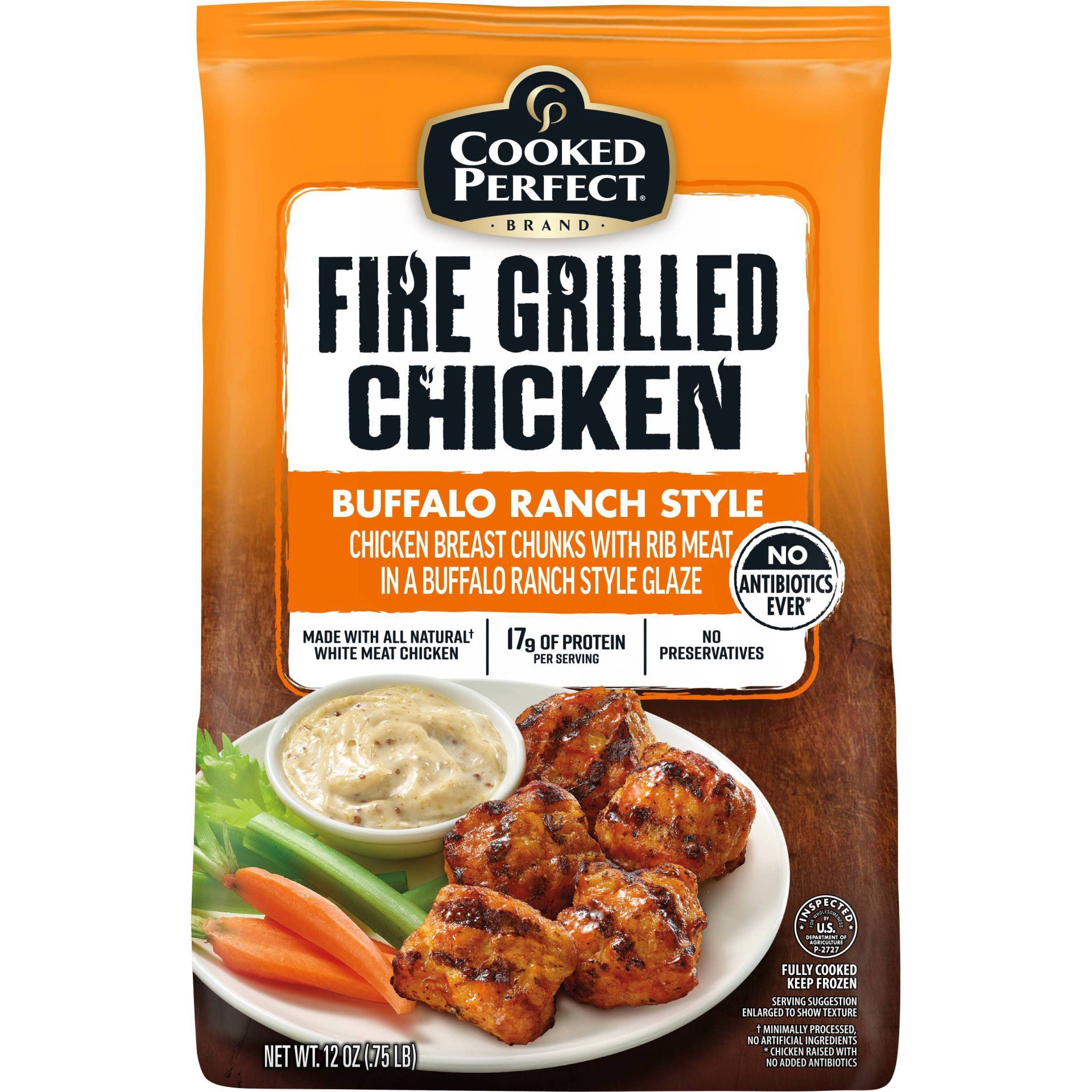 slide 1 of 5, Cooked Perfect Buffalo Ranch Fire Grilled Chicken - Frozen, 12 oz