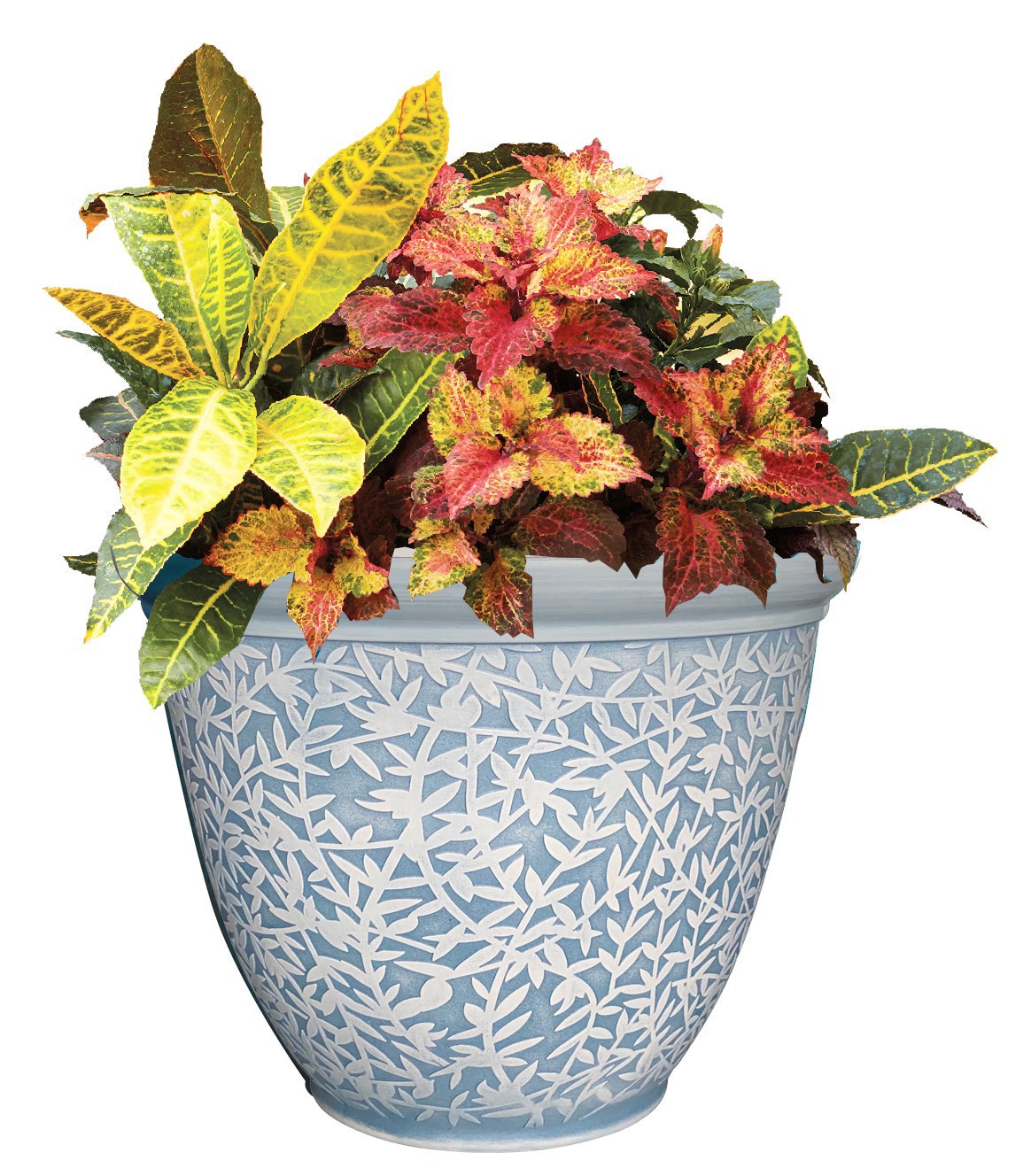 slide 4 of 6, Ready Refill 13.94-in W x 10.83-in H Slate Blue Plastic Traditional Indoor/Outdoor Planter, 1 ct
