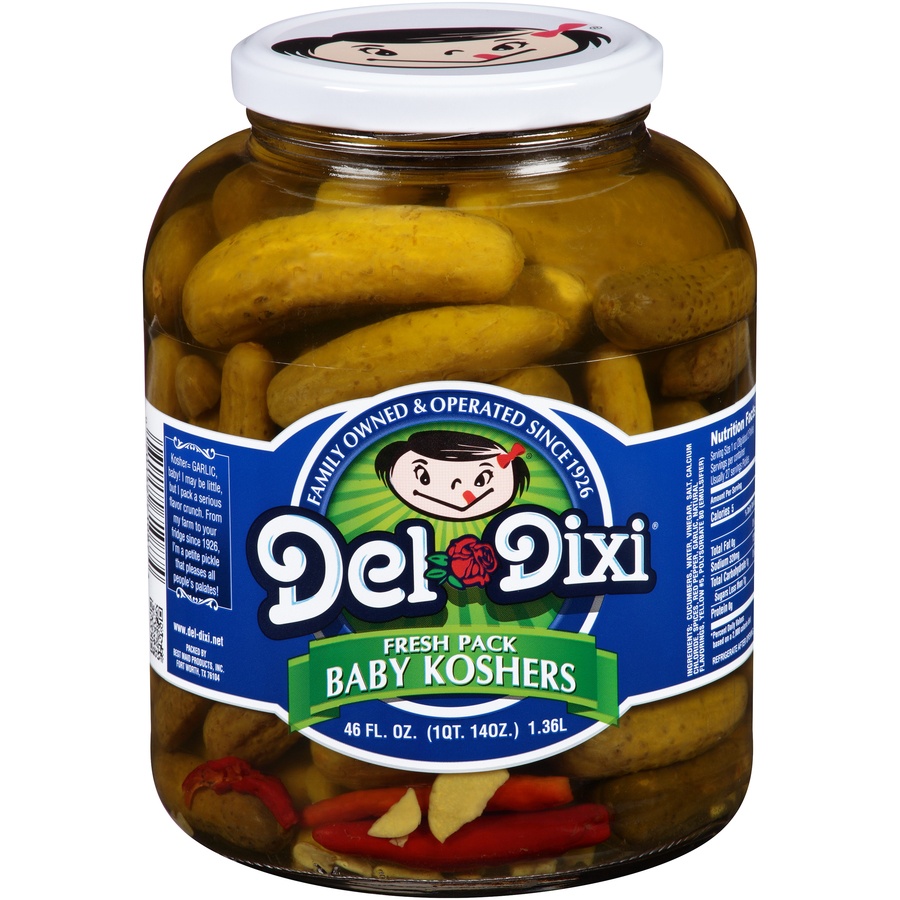 slide 1 of 5, Del-Dixi Baby Kosher Pickles, 46 oz