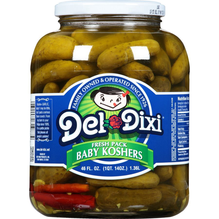 slide 1 of 5, Del-Dixi Baby Kosher Pickles, 46 oz