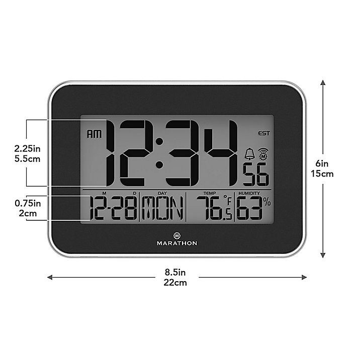 slide 2 of 3, Marathon Watch Crystal Framed Atomic Wall Clock - Black, 1 ct