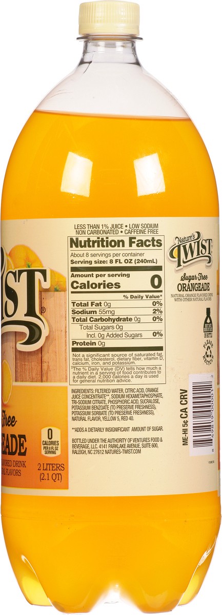 slide 4 of 13, Nature's Twist Sugar Free Orangeade- 2 liter, 2.10 qt