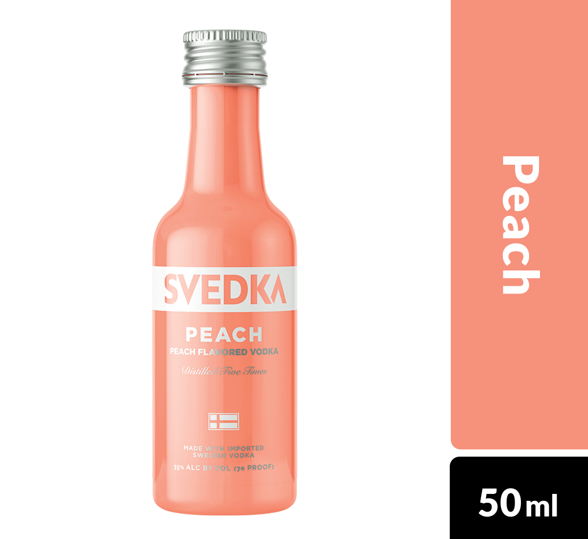 slide 2 of 2, SVEDKA Peach Flavored Vodka, 50 mL Plastic Mini Bottle, 70 Proof, 20.29 fl oz