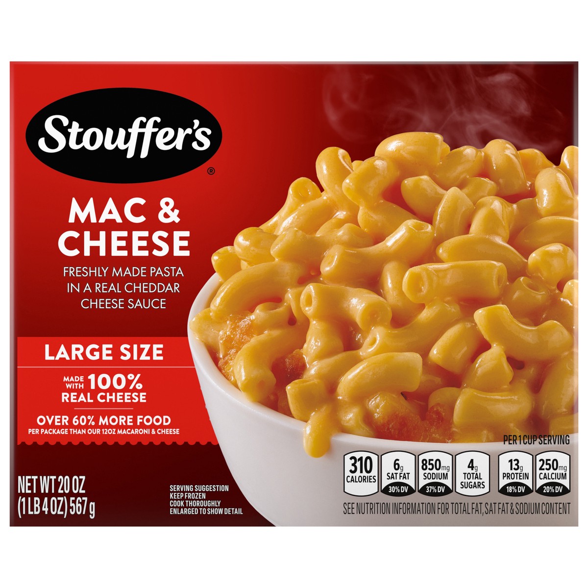 slide 1 of 8, Stouffer's Large Size Macaroni & Cheese Frozen Meal 20 oz., 20 oz