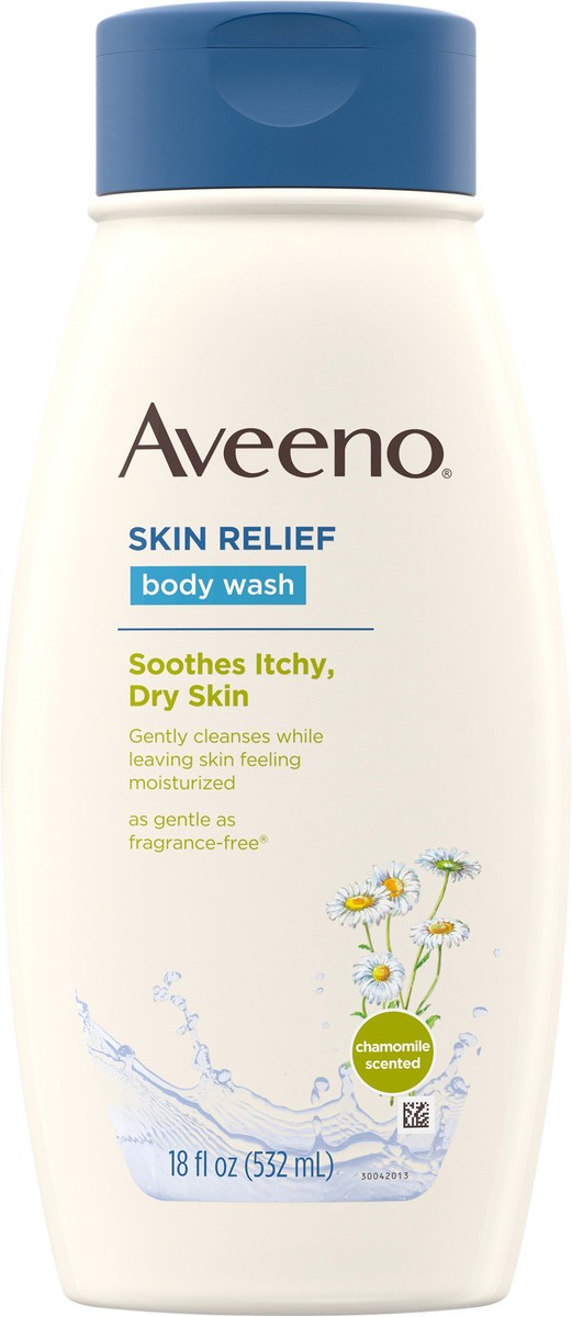 slide 3 of 7, Aveeno Skin Relief Body Wash with Chamomile Scent & Soothing Oat, Gentle Soap-Free Body Cleanser for Dry, Itchy & Sensitive Skin, Dye-Free & Allergy-Tested, 18 fl. oz, 18 oz