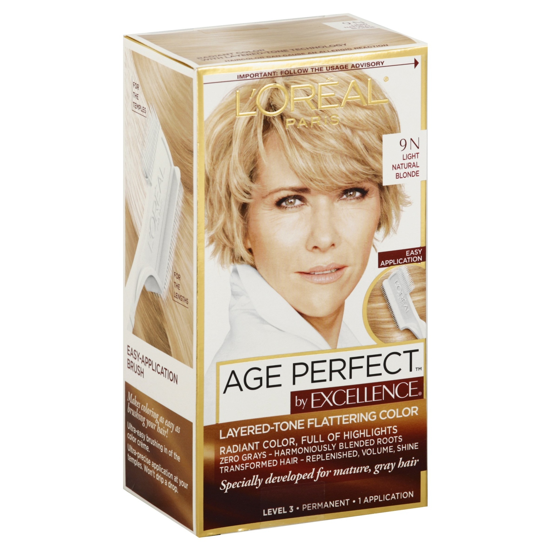 slide 1 of 1, L'Oréal Paris Excellence Age Perfect Layered Tone Flattering Color, 9N Light Natural Blonde, 1 ct
