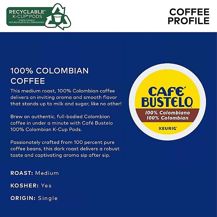 slide 4 of 6, Café Bustelo Colombian Coffee Keurig K-Cup Pods, 24 ct