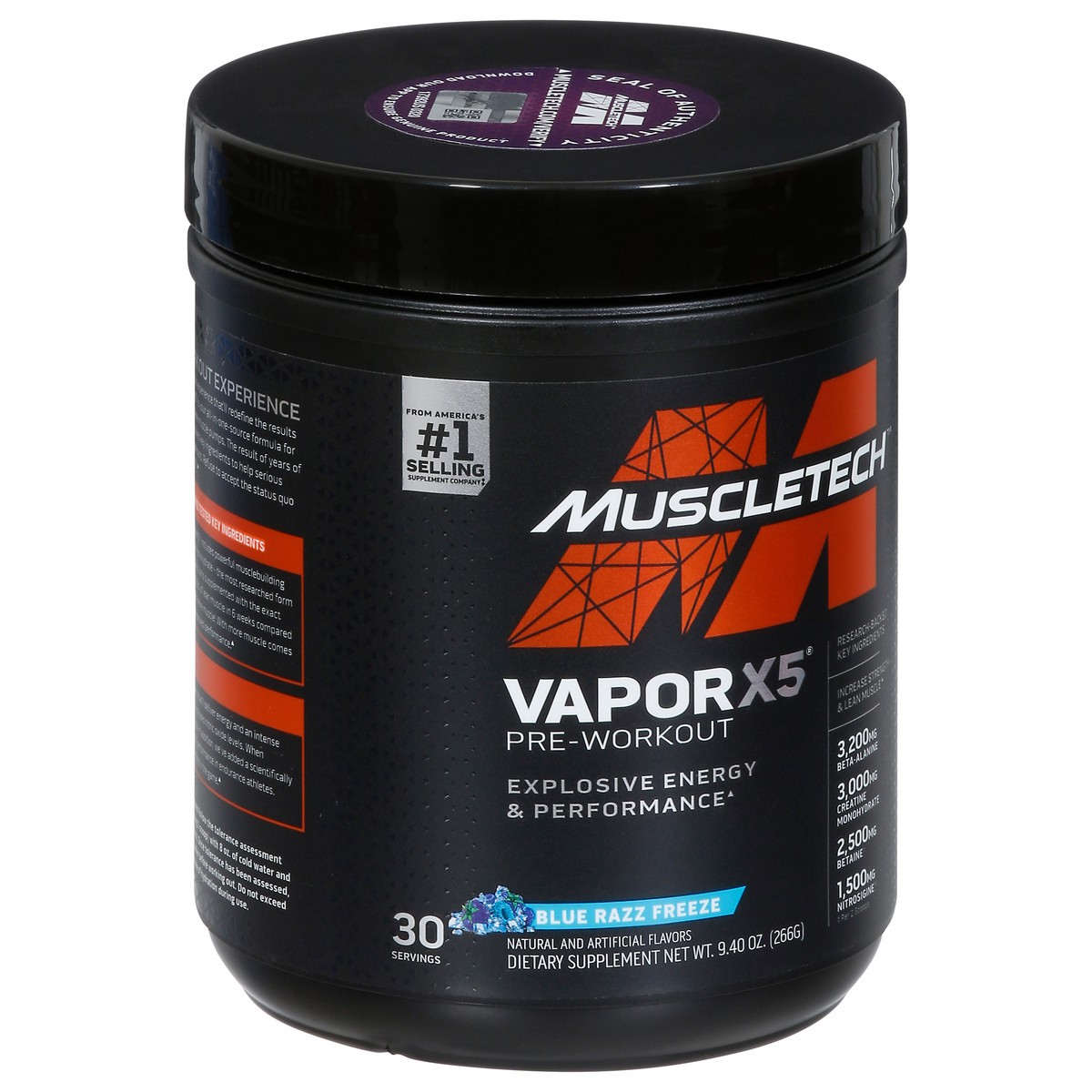 slide 2 of 9, MuscleTech Muscle Tech VaporX5 Blue Razz Powder, 9.6 oz