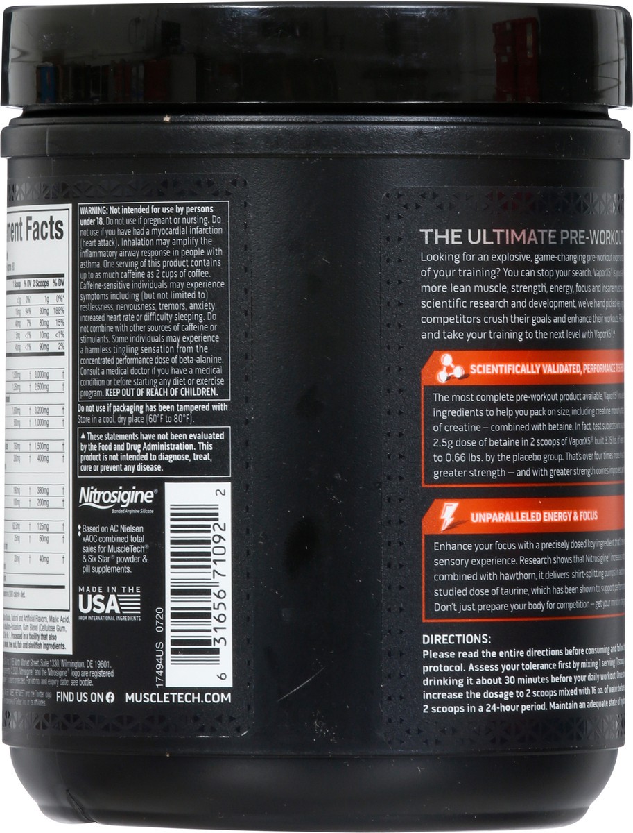 slide 5 of 9, MuscleTech Muscle Tech VaporX5 Blue Razz Powder, 9.6 oz
