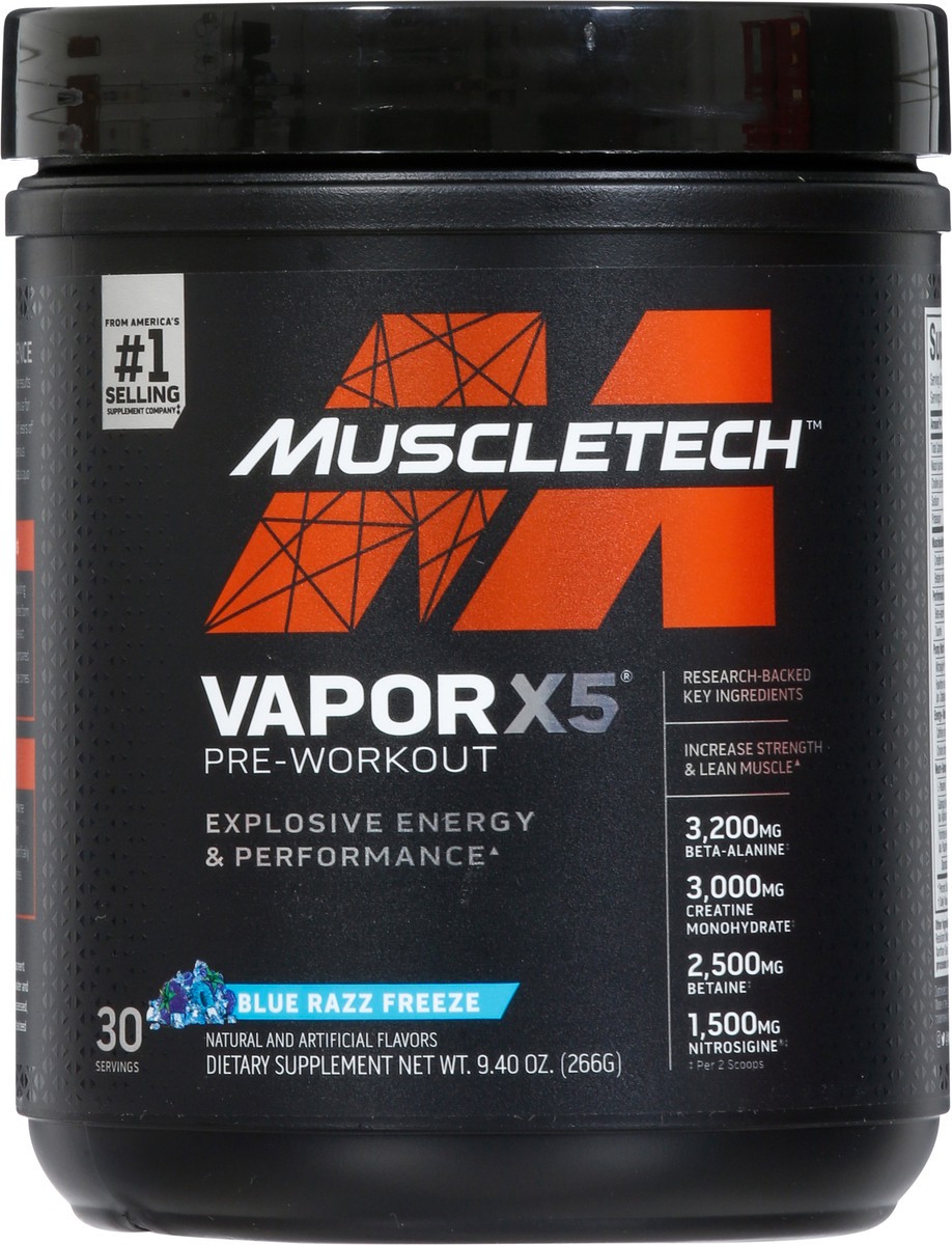 slide 6 of 9, MuscleTech Muscle Tech VaporX5 Blue Razz Powder, 9.6 oz
