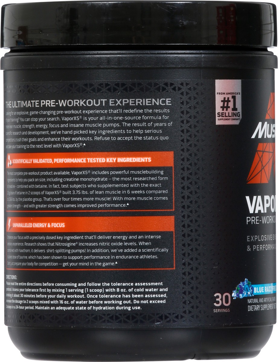 slide 7 of 9, MuscleTech Muscle Tech VaporX5 Blue Razz Powder, 9.6 oz