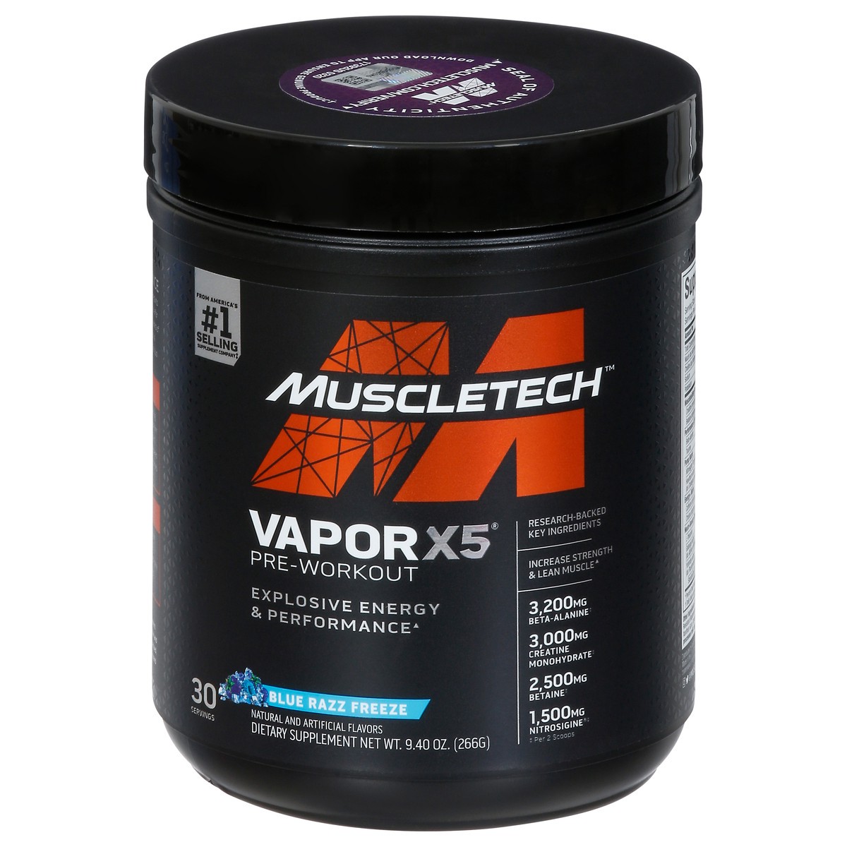 slide 1 of 9, MuscleTech Muscle Tech VaporX5 Blue Razz Powder, 9.6 oz