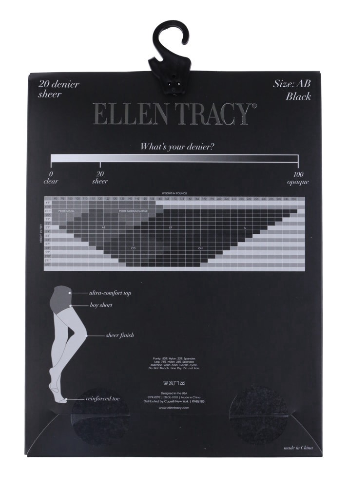 slide 3 of 3, Ellen Tracy® Control Top Sheer Tights - Black, 1 ct