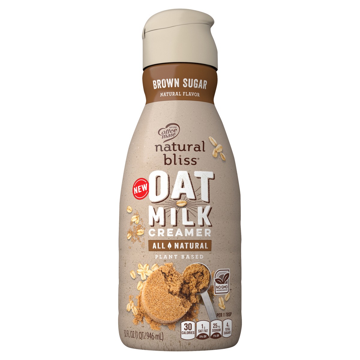 slide 1 of 7, NATURAL BLISS Brown Sugar Oat Milk Liquid Creamer 32 fl. oz. Bottle, 32 fl oz
