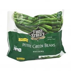 slide 1 of 1, First Street Steamable Petite Green Beans, 12 oz