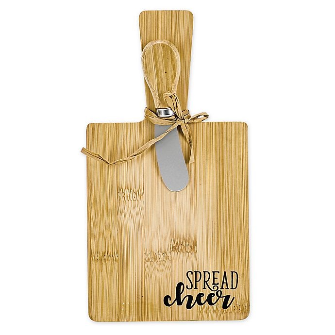 slide 1 of 1, Boston Warehouse Trading Co. Spread Cheer'' Cheese Board and Spreader'', 1 ct