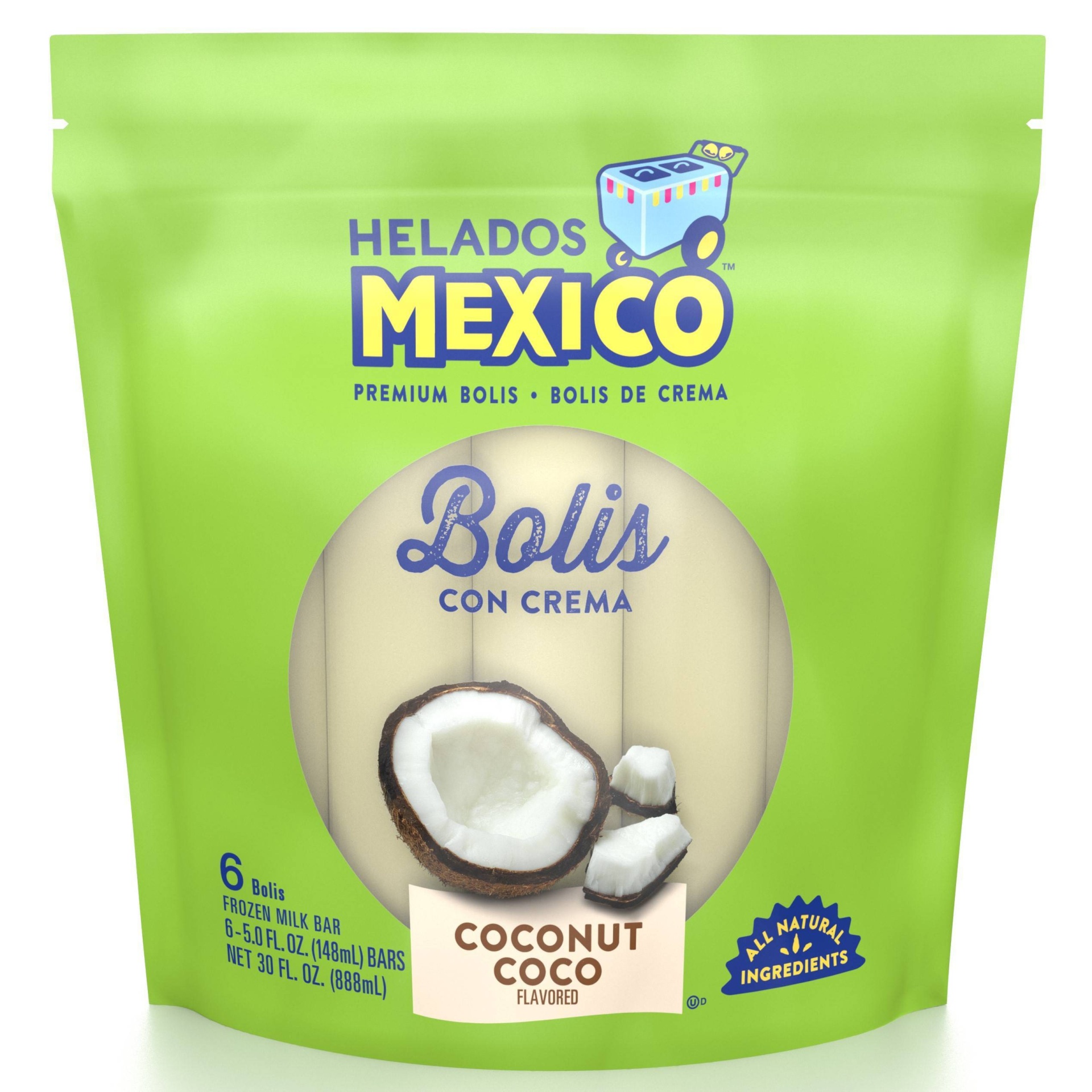 slide 1 of 3, Helados Mexico Coconut Bolis, 6 ct; 6 fl oz