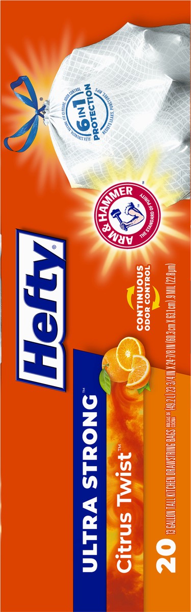 slide 6 of 9, Hefty Ultra Strong 13 Gallons Drawstring Citrus Twist Tall Kitchen Bags Super mega pack 20 20 ea, 20 ct