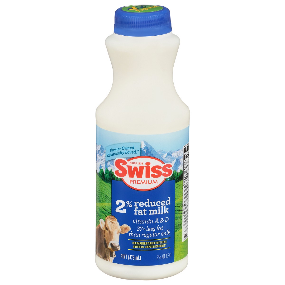 slide 1 of 9, Swiss Premium Dairy 2% Reduced Fat Milk with Vitamin A and D, Milk Pint - 1 Bottle, 1 pint