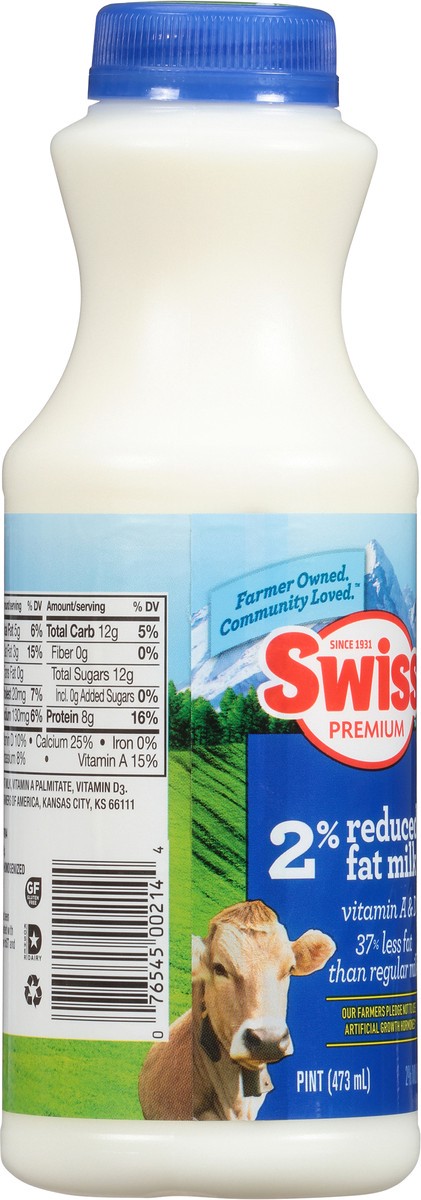slide 2 of 9, Swiss Premium Dairy 2% Reduced Fat Milk with Vitamin A and D, Milk Pint - 1 Bottle, 1 pint