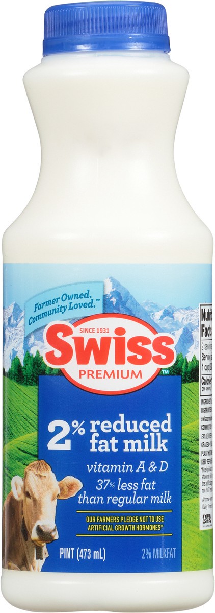 slide 7 of 9, Swiss Premium Dairy 2% Reduced Fat Milk with Vitamin A and D, Milk Pint - 1 Bottle, 1 pint