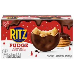 RITZ Fudge Covered Holiday Crackers, Party Snacks, Limited Edition, 7.8 oz