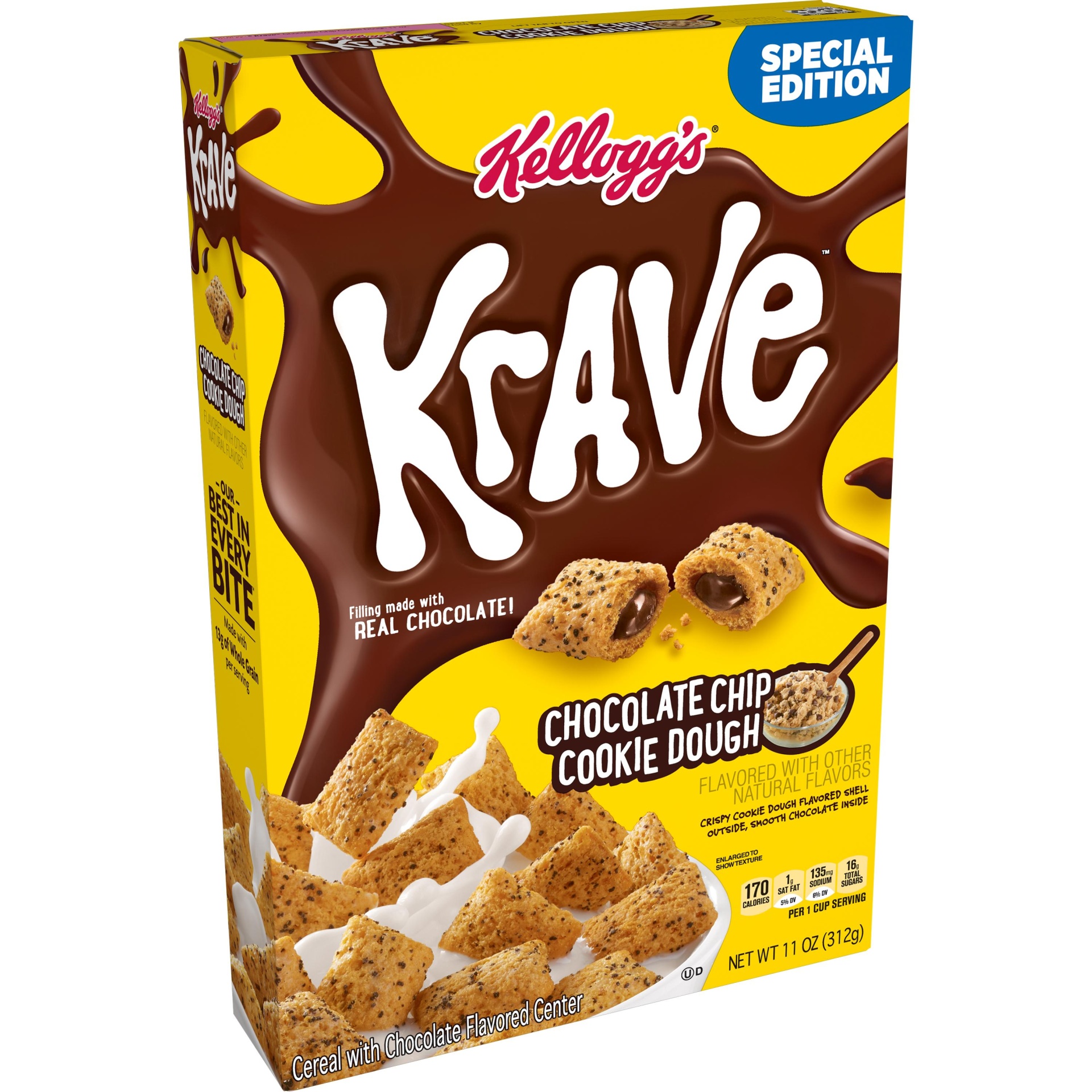 Kellogg's Krave Breakfast Cereal, 7 Vitamins and Minerals, Chocolate