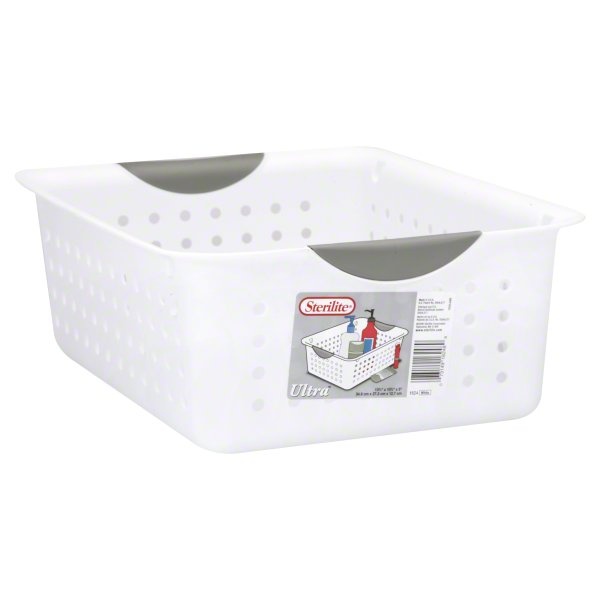 slide 1 of 1, Sterilite White Medium Ultra Storage Basket, 0.9 cu ft