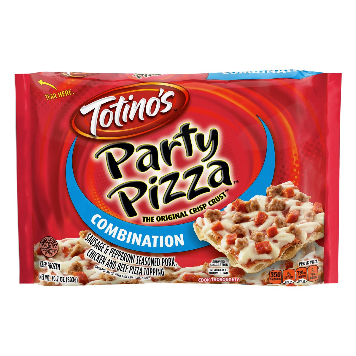 slide 1 of 3, Totino's Combination Party Pizza, 10.7 oz