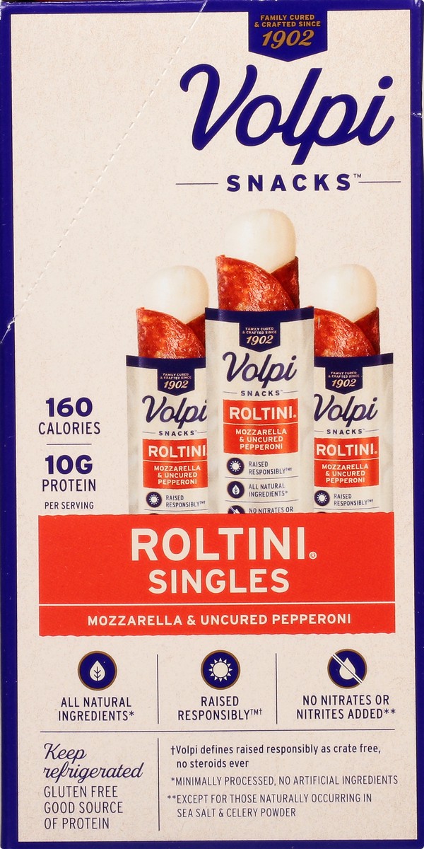 slide 7 of 13, Volpi Snacks Singles Mozzarella and Uncured Pepperoni Roltini 12 ea, 12 ct