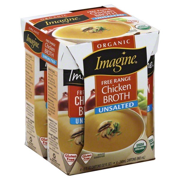 slide 1 of 1, Imagine Organic Free Range Chicken Broth Unsalted, 4 ct; 32 oz