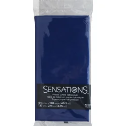 Sensations Tablecover, Plastic Lined, Navy Blue