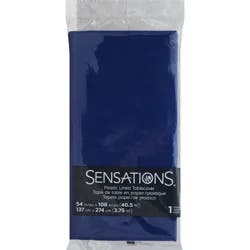 Sensations Tablecover, Plastic Lined, Navy Blue