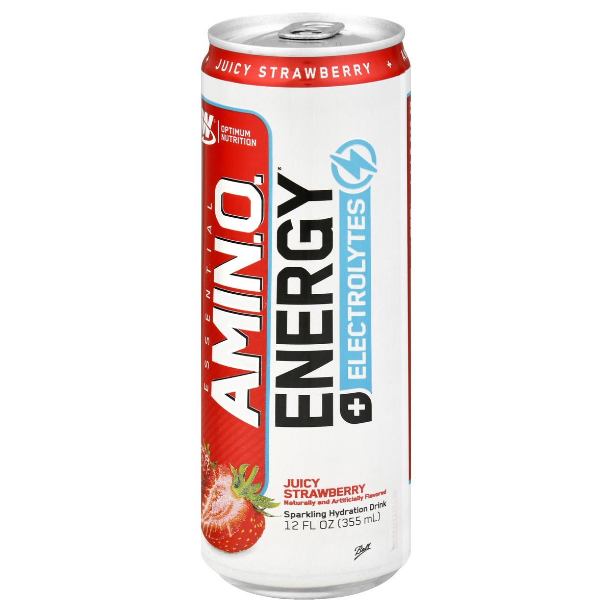 slide 4 of 9, Optimum Nutrition Essential Amin.O. Energy + Electrolytes Sparkling Juicy Strawberry Flavor Hydration Drink 12 fl oz, 12 fl oz