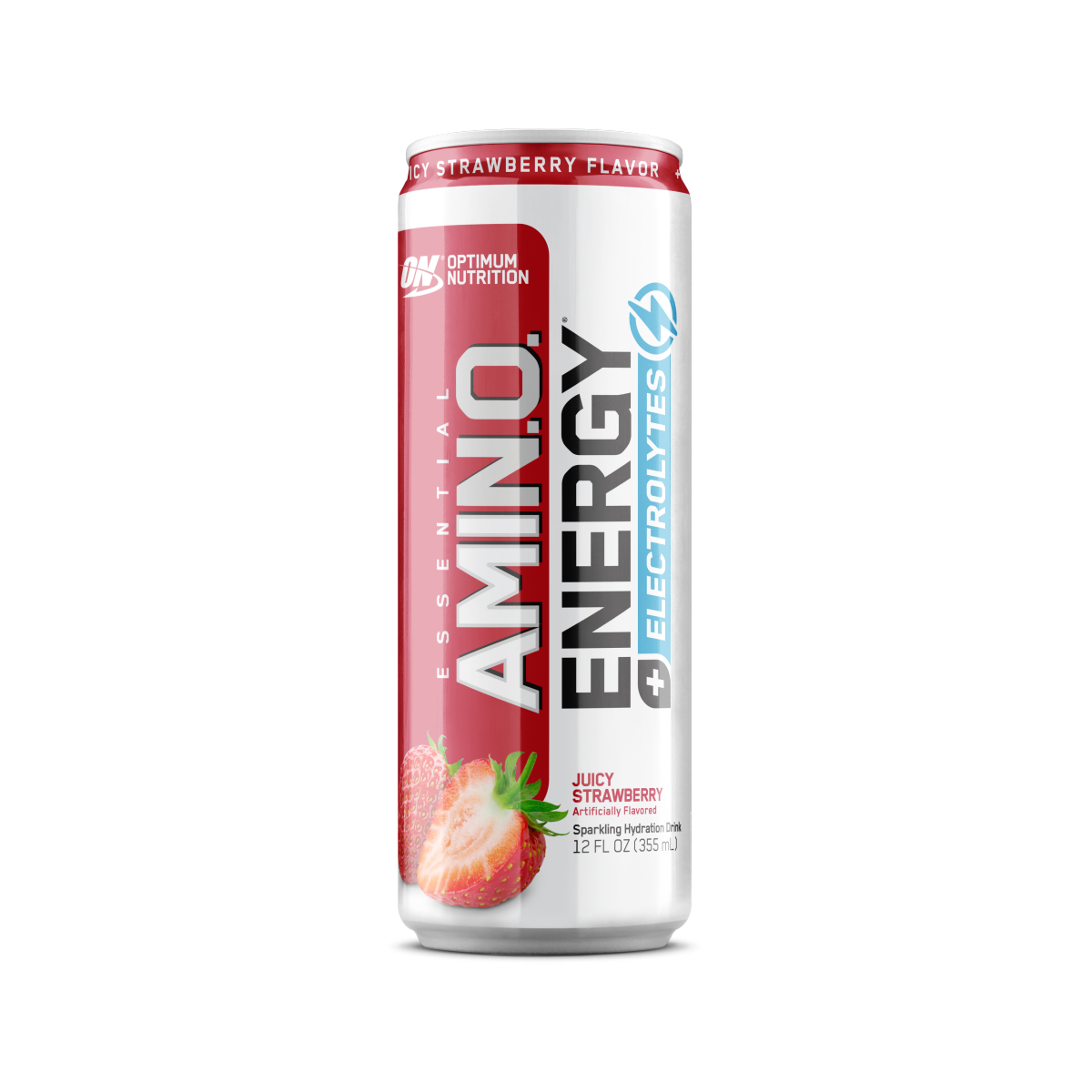 slide 1 of 9, Optimum Nutrition Essential Amin.O. Energy + Electrolytes Sparkling Juicy Strawberry Flavor Hydration Drink 12 fl oz, 12 fl oz