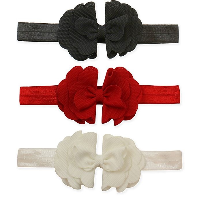 slide 1 of 1, Tiny Treasures Tiered Scallop Bow Headbands, 3 ct