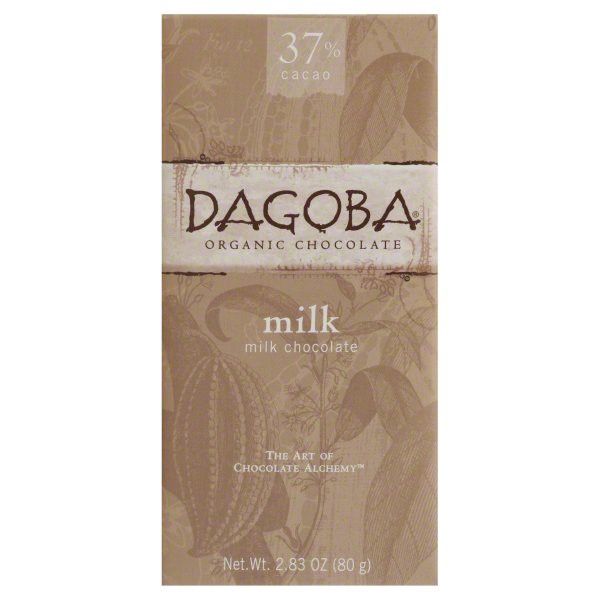 slide 1 of 1, DAGOBA Organic Chocolate Pure Milk Chocolate Bar, 2.8 oz