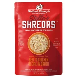 Stella & Chewy's Shredrs Grass Fed & Cage Free Beef & Chicken Recipe in Broth Wet Dog Food, 2.8 oz.