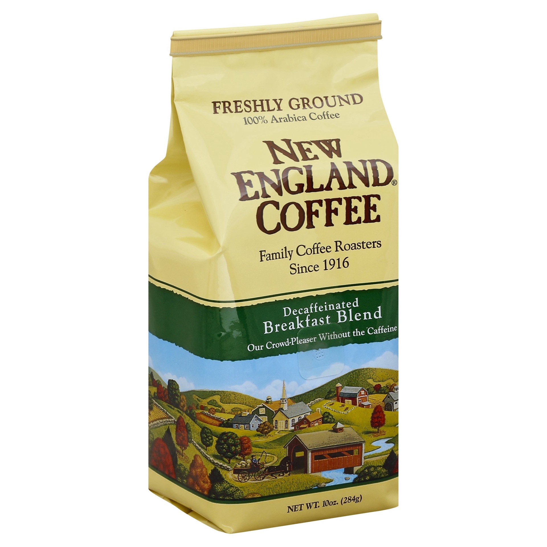 slide 1 of 7, New England Coffee Decaffeinated Ground Coffee, 10 oz