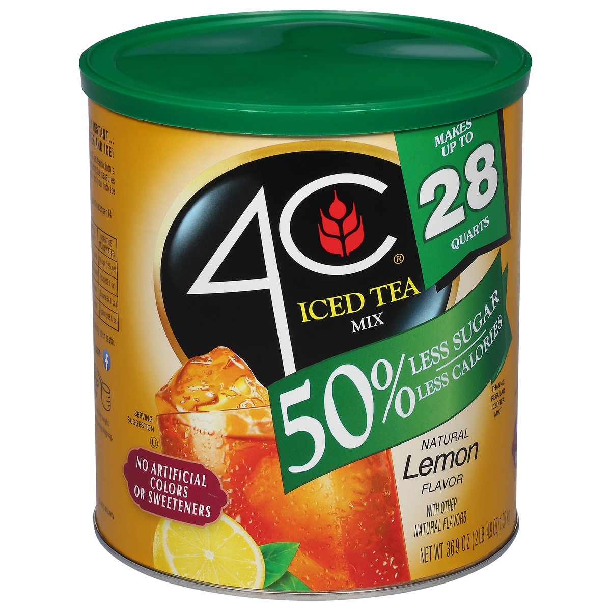 slide 1 of 1, 4C 50% Less Sugar Natural Lemon Flavor Ice Tea Mix - 36.9 oz, 36.9 oz