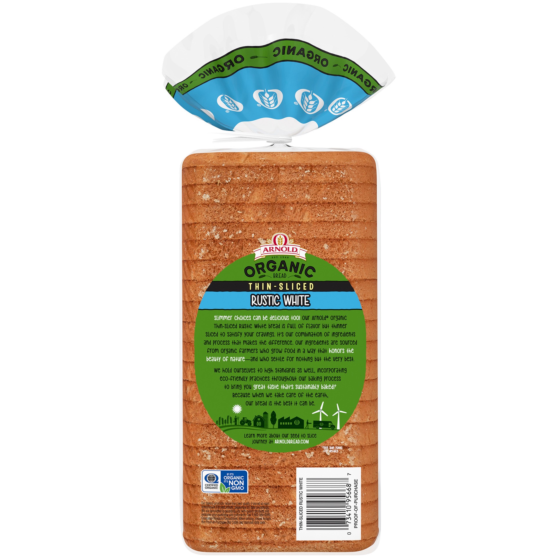 slide 4 of 5, Arnold Organic Thin Sliced Rustic White Bread 20 Oz, 20 oz